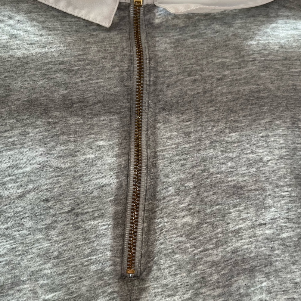 J. Crew gray dressy long sleeve t shit with white collar - Picture 4 of 6